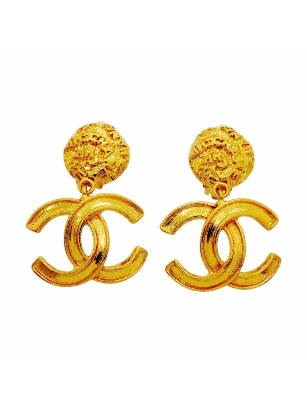 Chanel Earrings Vintage CC Logo Gold Plated